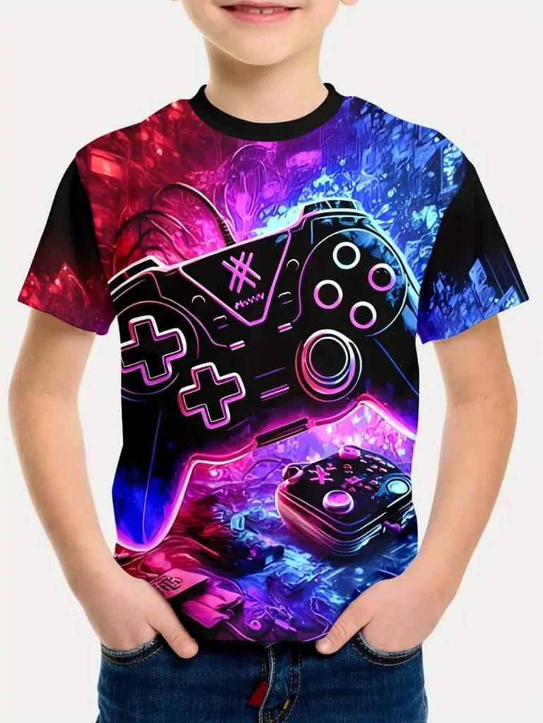 T-Shirts for Boys Short Sleeve 3D Gamepad Print Kids Summer Clothes Casual Fashion O-Neck Boys Tshirt Tops Children's Clothing
