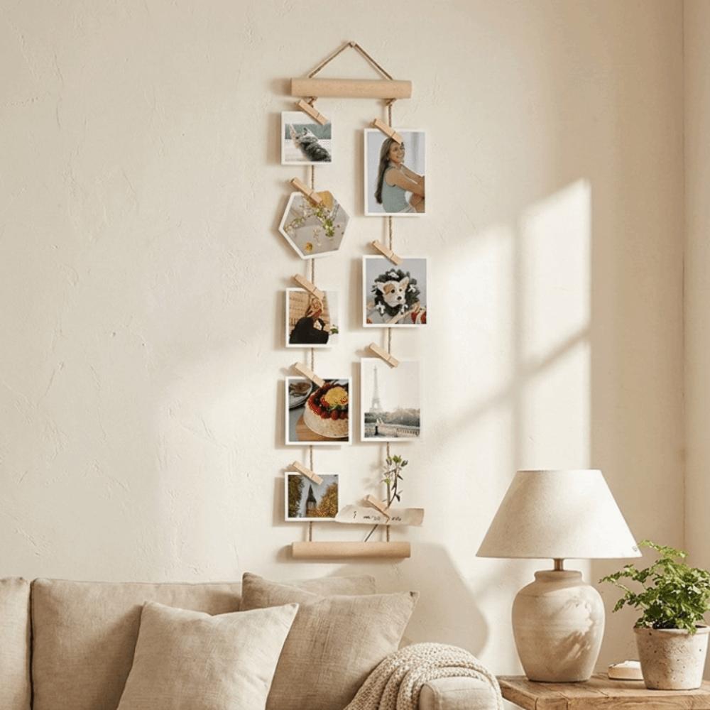 Nordic Style Wooden Hanging Photo Clip Minimalist Wall Decoration Frame Indoor Display