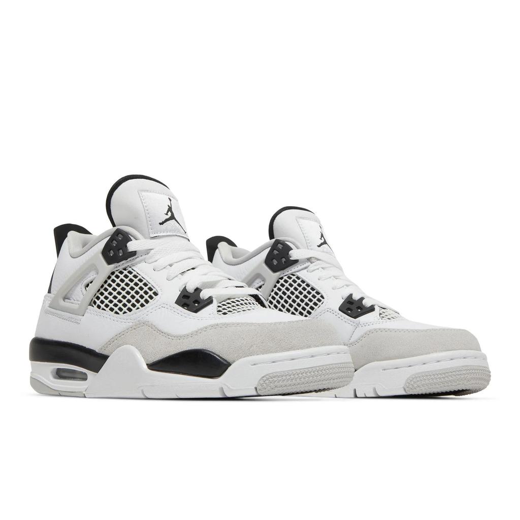 Air Jordan 4 Retro Grade School 'Military Black' (Unisex) Pantofi de Baschet Albi / Negri / Gri Neutru pentru Copii 408452 111