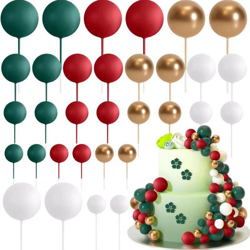 32Pcs Ball Cake Toppers Mini Balloon Cupcake Topper Sticks Foam Ball for Kids Boy Girl Birthday Party DIY Decoration Baby Shower