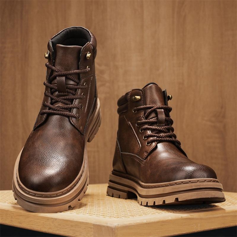 Luxury Men Ankle Boots Retro British High-top Men Boots Fashion High Quality Leather Shoes  New Outdoor Men Motorcycle Boots