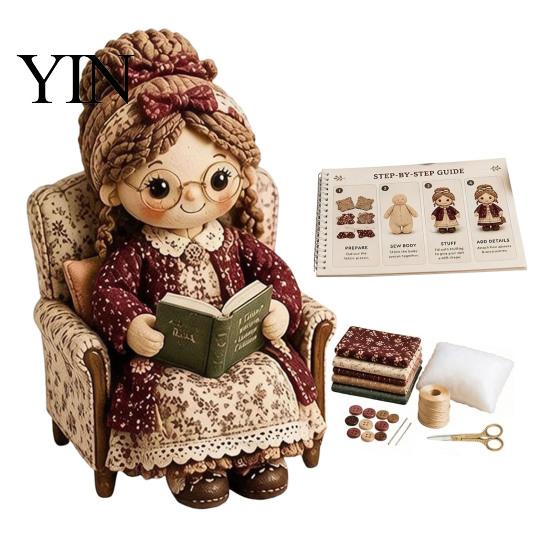 Unique Handmade Birthday Gifts Patchwork Doll DIY Kit, Cute Fabric Stuffed Figure Sewing Creative Activity for Stress Relief Floral Girl Craft