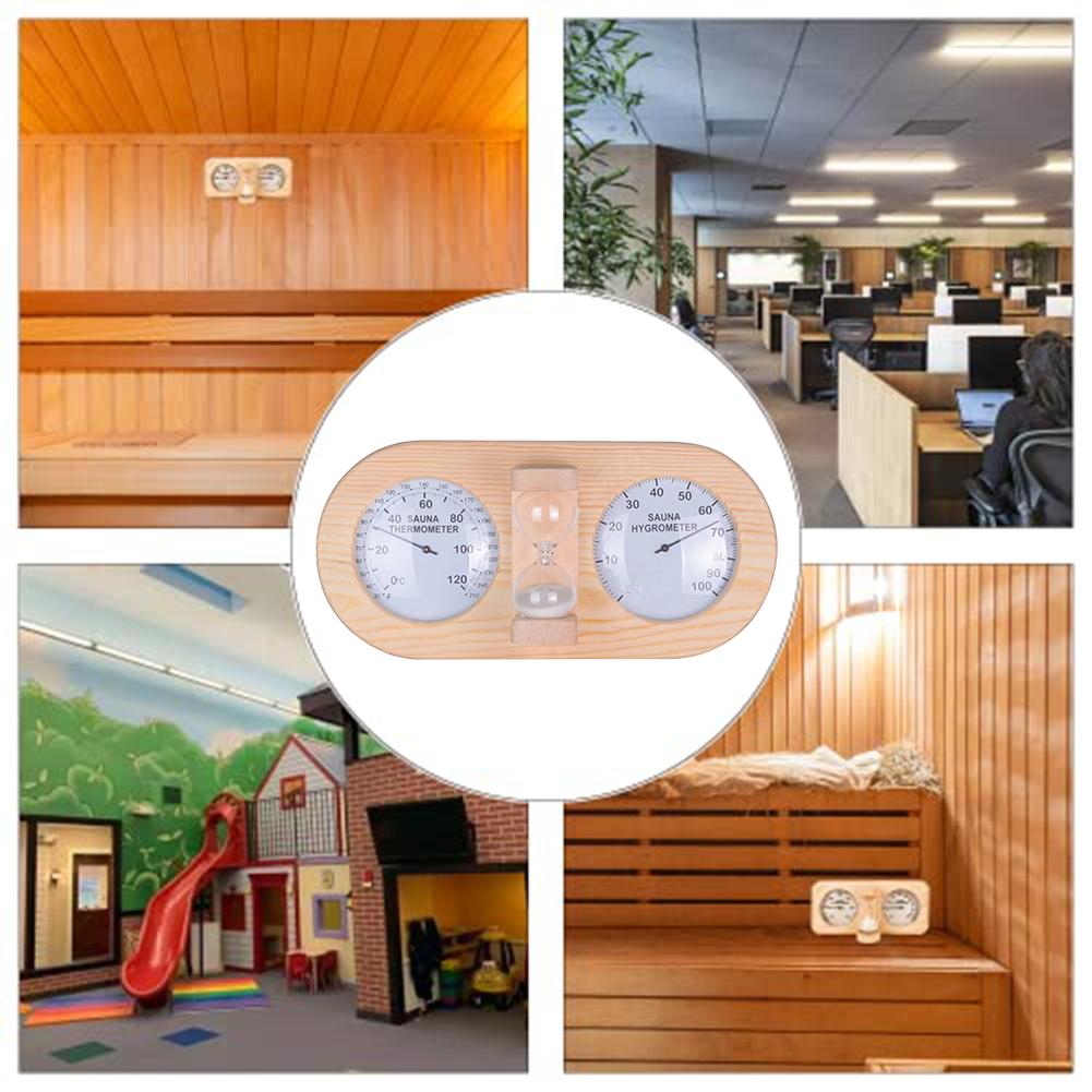 Sauna Environment Monitor 3-in-1 Sauna Set Indoor Climate Monitoring Convenient Wall Installation Crafted From Pine Wood