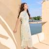 Sancai New Chinese Style Stand-Collar Slimming Floral Dress