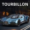Modèle de voiture Bugatti Tourbillon Supercar en alliage 1/24 Son et lumière Rappel Jouet pour enfants Objets de collection Cadeau d'anniversaire