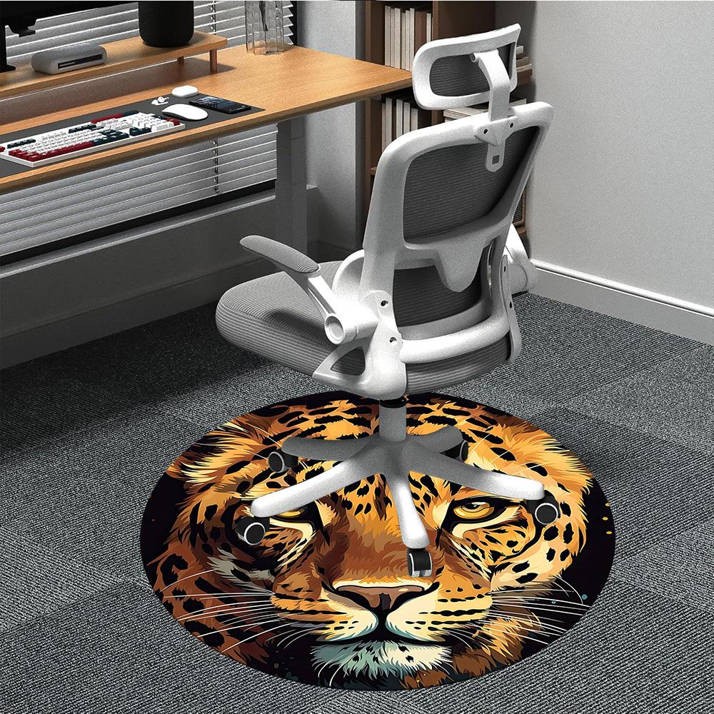 

1pc Leopard Print Office Round Area Rug, Indoor Mat Suitable ForOffice, Under Office Chairs Bedroom Living Room Home Decor, Room Deco T001 80cm by 80cm