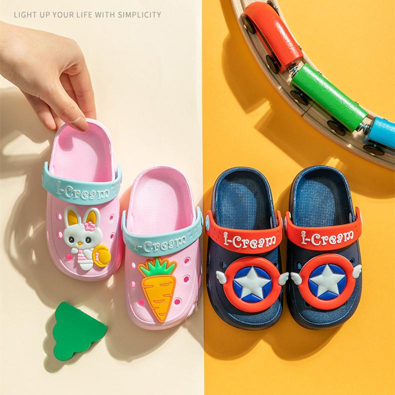 Summer New Children's Shoes Cold Slippers Indoor Non -slip and Soft Bottom Comfort Cute Baby Hole Shoes Boys Girls Home Slippers