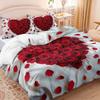 3Pcs Romantic Red Roses Heart Bedding Duvet Cover Set Valentine'S Day Bedding Quilt Set Floral Themed Bed Quilt Set Love