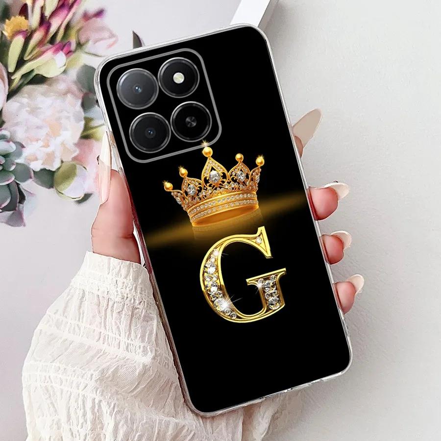 

Чехол для телефона Honor X6b 2024 Алфавит Корона Первая Буква Мягкий Силикон ТПУ Чехол Для HonorX6b X 6b JDY-LX1 Coque Fundas Honor X6b