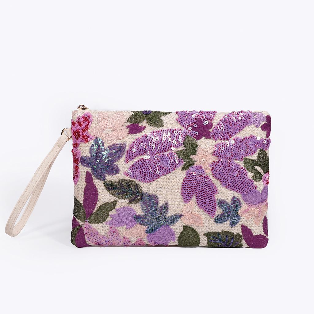 High-end Sequined Woven Dinner Bag New Embroidery Clutch Bag Summer Niche Straw Woven Bag Fashion Women's Envelope Bag