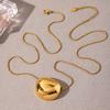 Qiong Yao Minimalist Gold Oval Bean Pendant Necklace Colorfast Fashion Clavicle Chain