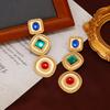 Women Classic Baroque Middle Earrings Jewelry Crystal Gold Color Exquisite Luxury Ear Rings Lady Party Banquet Drop Earring