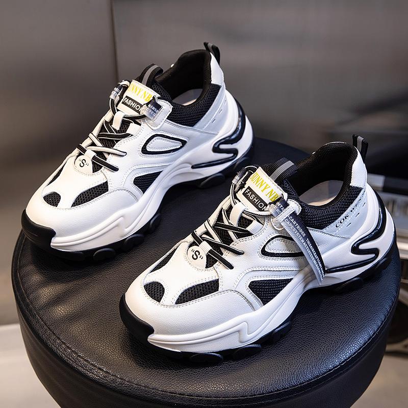 

Leather dad shoes spring 2025 new platform casual running sports shoes women s height increase versatile shallow mouth women s shoes tide 40 чёрный