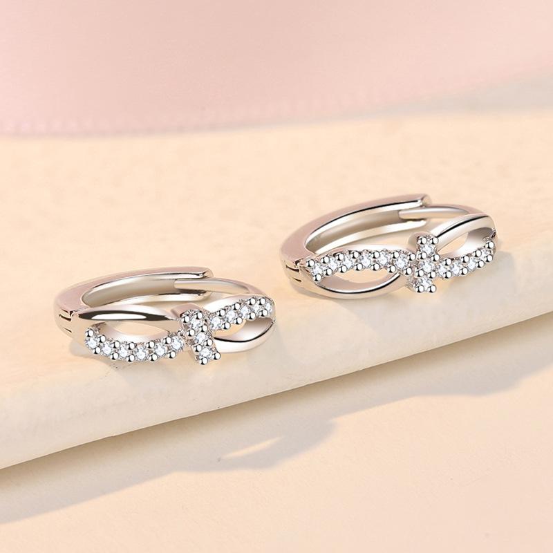 925 Sterling Silver Earrings Jewelry High Quality Retro Simple Pattern Purple White Zircon Earrings Hot Sale