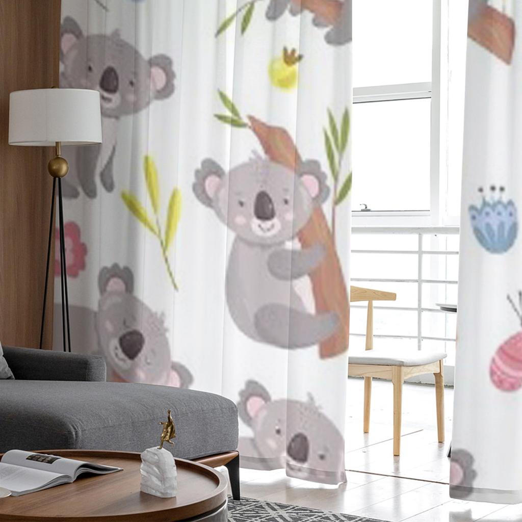 Kreskówkowy Słodki Australijski Miś Tekstura Tiulowe Przezroczyste Zasłony do Dekoracji Salonu Sypialni Kuchni Woalowe Organzowe Zasłony