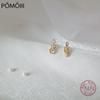 925 Sterling Silver Plated 14K Gold Crystal Asymmetry of Notes Stud Earrings Women Exquisite Everyday All-match Jewelry