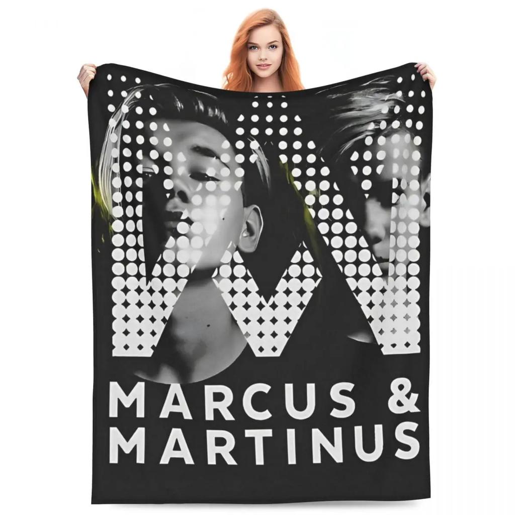 Marcus And Martinus Twin Boys Blanket MM Singer Soft Pattern Plush Throw Blanket For Bedroom Travel Flannel Bedspread Bed Cover