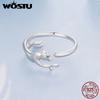 WOSTU S925 Silver Panther Leopard Ring for Women Elegant Big Cat Animal Adjustable Rings With Green Crystal Eyes Statement Gift