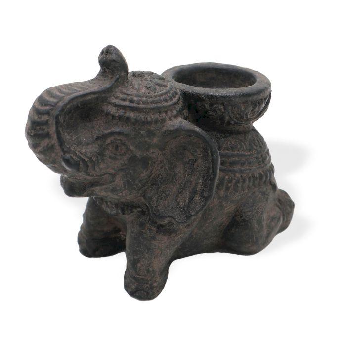 Incense and Candle Holder Elephant Black Antique