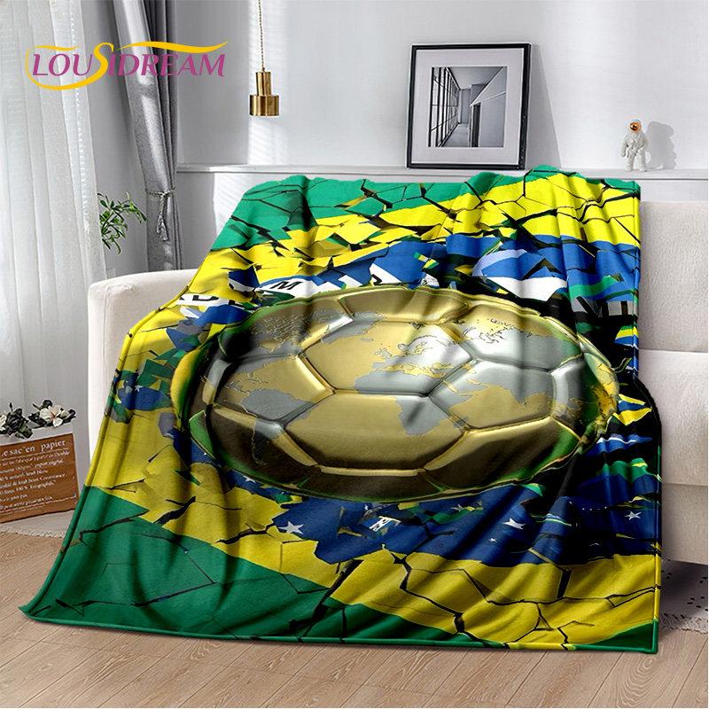 3D Football Art Cartoon Soft Plush Blanket,Flannel Blanket Throw Blanket for Living Room Bedroom Bed Sofa Picnic Cover Bettdecke