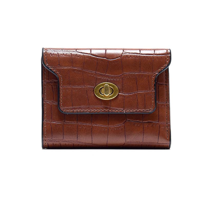 Новый корейский стиль Женский кошелек Короткий Модный кошелек для студенток Мультяшный кошелек для монет Зажим для кошелька Оптовая продажа коричневый