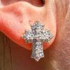 Classic Inlaid Synthetic Zirconia Cross Stud Earrings for Women Men Sparking Simple Design Party Daily Versatile Jewelry