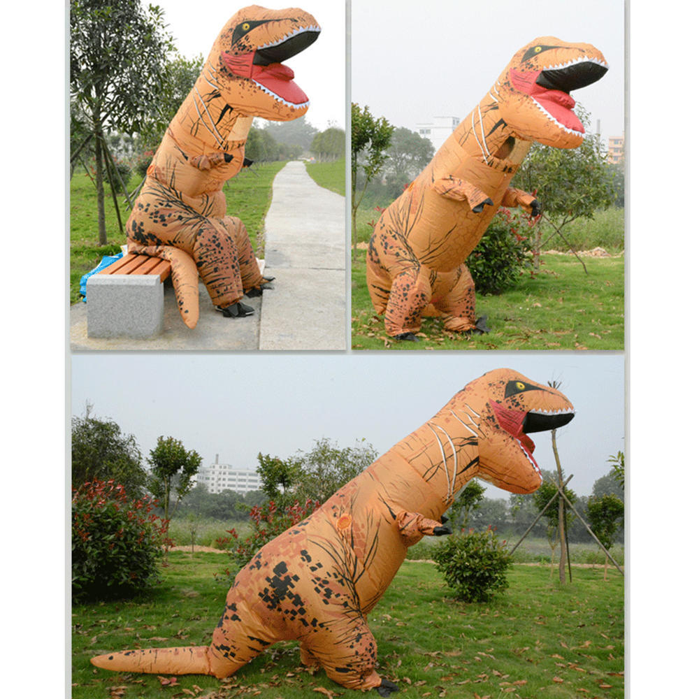 Funny Adult Inflatable Dinosaur Trex Costume Suit Air Fan Operated Blow Up Halloween Cosplay Fancy Dress Animal Costume Jumpsuit