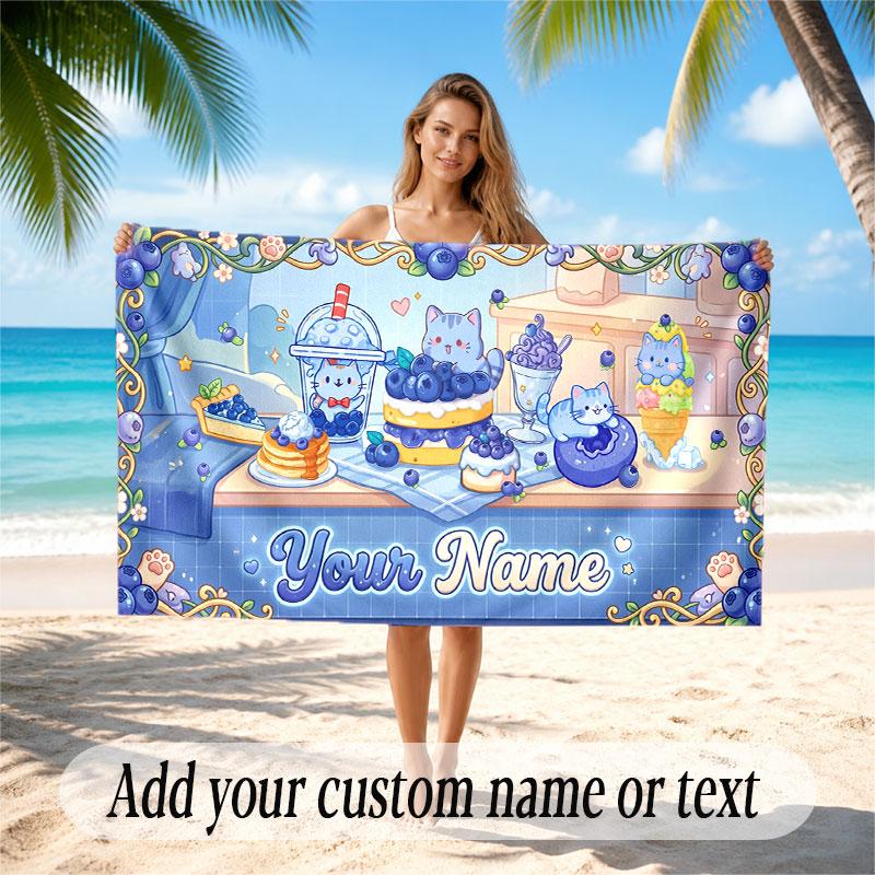 Fantasy Magic Theme Soft Beach Towel Personalized Custom Name Text Towel Portable for Beach Pool Travel