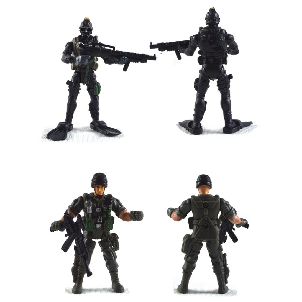 6 Pieces Movable Army Soldier with Weapons Set Action Figures Kids Toy Gift