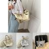 Chic Large Capacity Tote Bag Stylish Minimalist Design For Women In Gold And Silver Colors