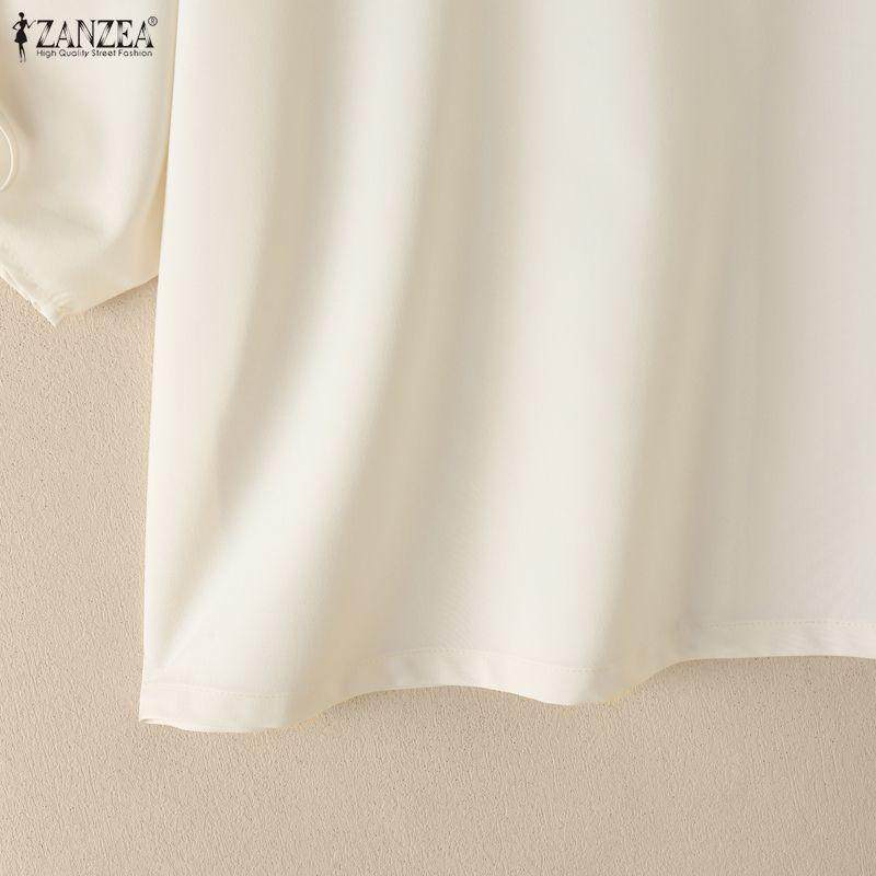 ZANZEA Women Casual V-Neck Loose Drawstring Half Sleeve Blouse
