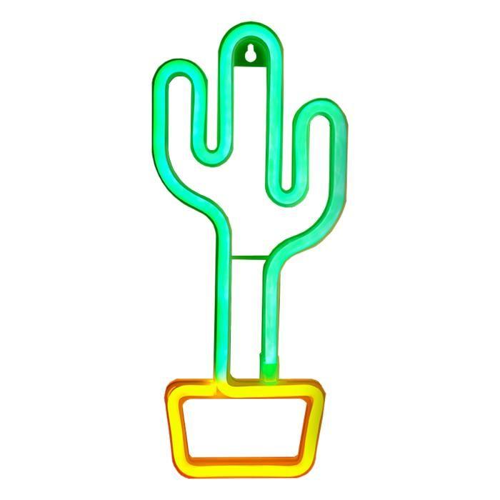 Néon lumineux - NO NAME - Cactus vert et orange - LED - USB-A - Décoration intérieure