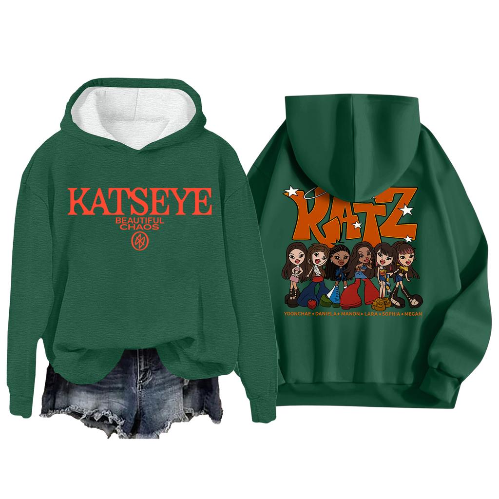 Women's Fashion Casual Long Sleeve Loose Printed Pullover Sports Long Sleeve Hooded Sweatshirt