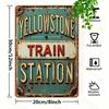 Vintage Train Railway Station Metal Wall Poster, Bar Garage Decor 8x12