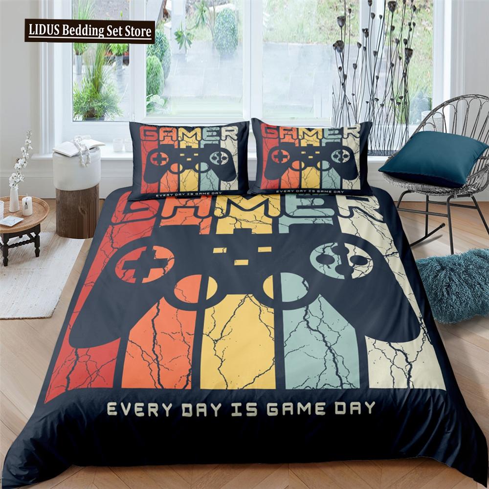 3D Printed Game Bedding Set Adults Teens Gamer Queen King Full Single Size Polyester Duvet Cover Set With Pillowcase Bedclothes