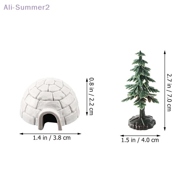 Set di statuette albero di Natale Igloo Polare Miniature Figure Artiche Set da gioco Giocattolo Mini Ornamento Rifugio Animali Polari Decorativo