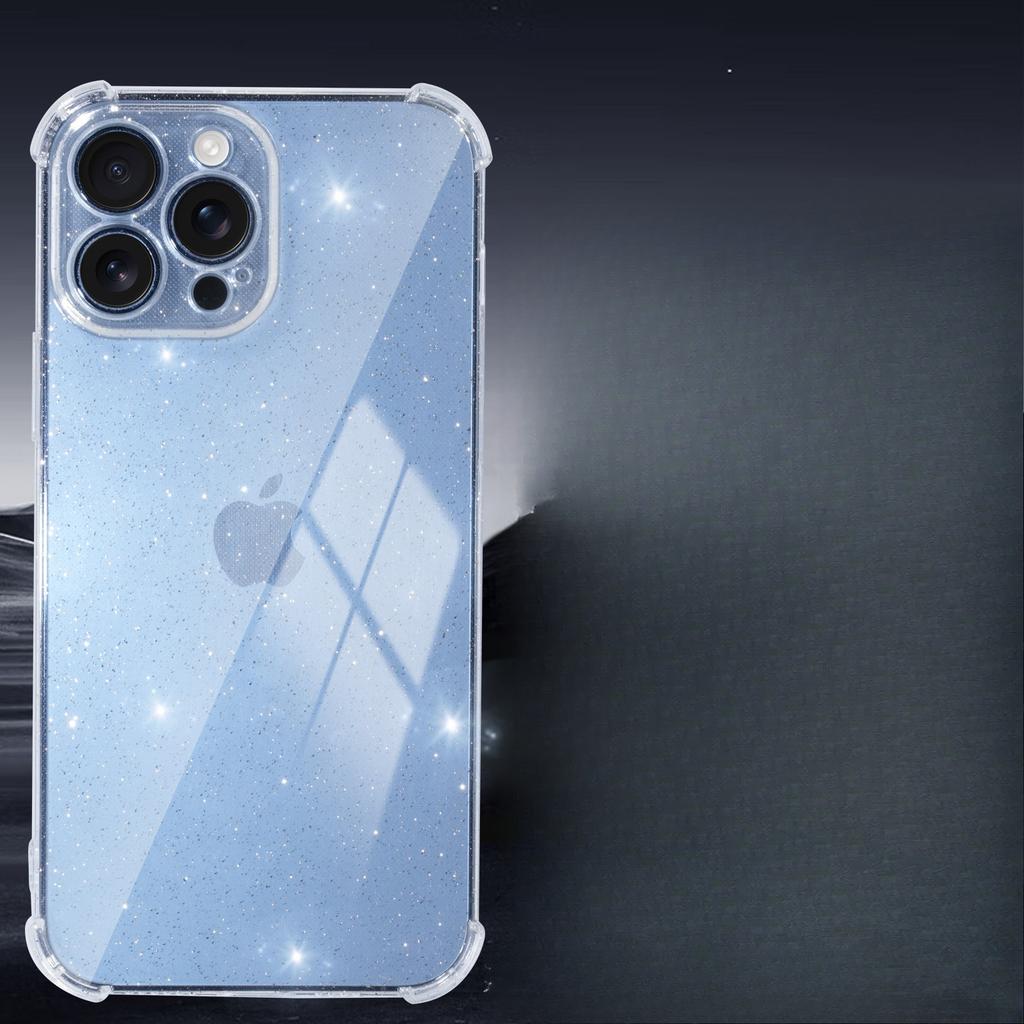 Simple Transparent Flash Powder Suitable for Apple 16 IPhone 15 ProMax14TPU Anti-fall Mobile Phone Protection Case