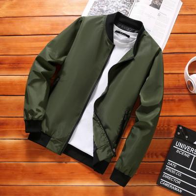 Frühling und Herbst Herren Jacke Mantel einfache solide Baseball Hals Reißverschluss Windbreaker Mantel Fahrradmantel