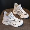 2026 summer thickness increase breathable mesh leather ins high-top casual dad shoes women hollow mesh