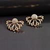 1 Pair New Fashion Flower Earrings Front Back Flower Lotus Stud Earrings For Women Ear Jacket Jewelry Gift Party Best Friend