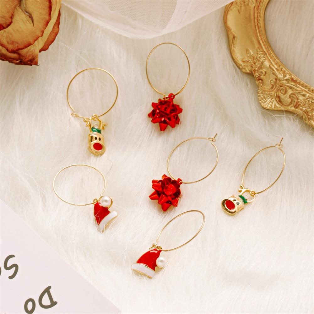 3 Pair of   Women's  Earrings  Alloy  Colorful Flower  Christmas  Earrings