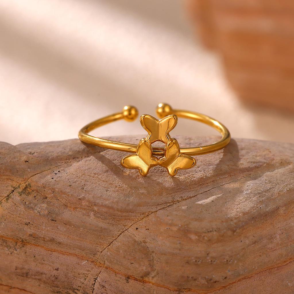 Gold Color Flower Rings For Women Aesthetic Geometry Stainless Steel Star Anillos Party Wedding Jewelry Elegant Gift Christmas