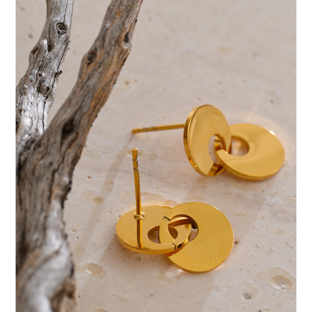 Eetit Glossy Stainless Steel Round Drop Dangle Earrings 18K Golden Plated Minimalist Daily  Versatile Jewelry Wholesale