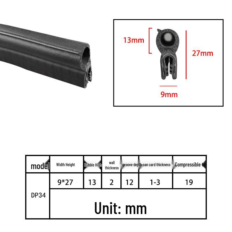 U-Shaped Rubber Steel-Backed Sealing Strip for Car Doors and Cabinets