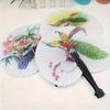 Elegant Foldable Chinese Hand Fan, Portable Plastic Craft Fan, Colorful Bird Flower Pattern Art Decor for Home Party