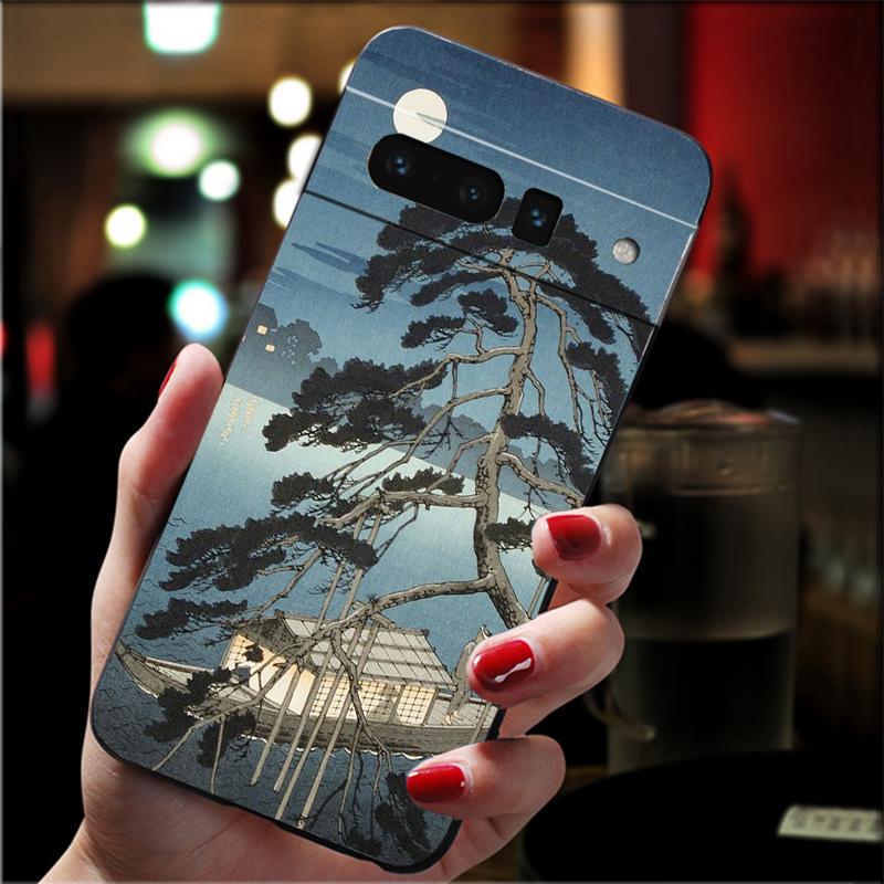 

Phone Case For Google Pixel 10 9 Pro XL 9A 8 7 6 Pro Pixel 8A 7A 6A Pixel 8 7 6 5 Japanese style Art Crane Fuji Mountain Google Pixel 6 Pro