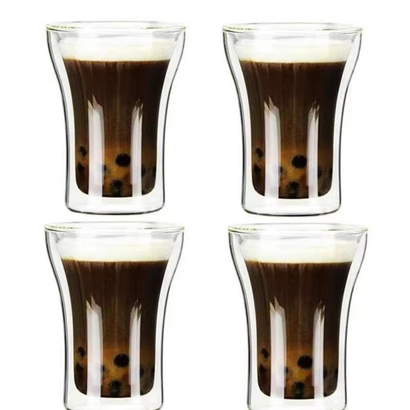 100ml/200ml/250ml Doppelwandige Gläser Hochborosilikatglas Hitzebeständige Kaffeetassen Transparentes Wein-Schnapsglas Trinkgeschirr