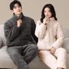 Couple Pajamas Winter Padded Zipper Stand-Up Collar Warm Three-Layer Thickened Velvet Autumn And Winter Models Can Be Worn Outside Loungewear