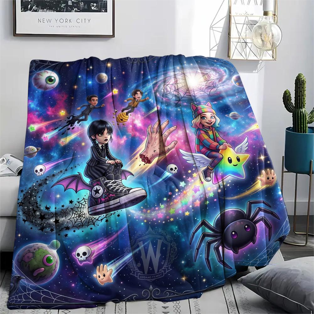 Coperta in Flanella con Stampa di Mercoledì Addams, Coperta Calda Ultra Morbida di Alta Qualità per Tutte le Stagioni, Coperta Accogliente per Arredamento Casa, Regalo di Natale Perfetto