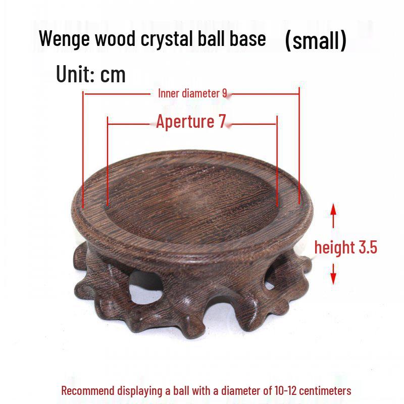 Gourd Crystal Ball Wooden Base Handcrafted Round Concave Stand